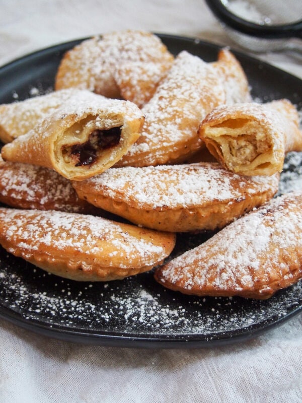 Ravioli dolce - sweet ravioli with ricotta cheese and chocolate chip filling