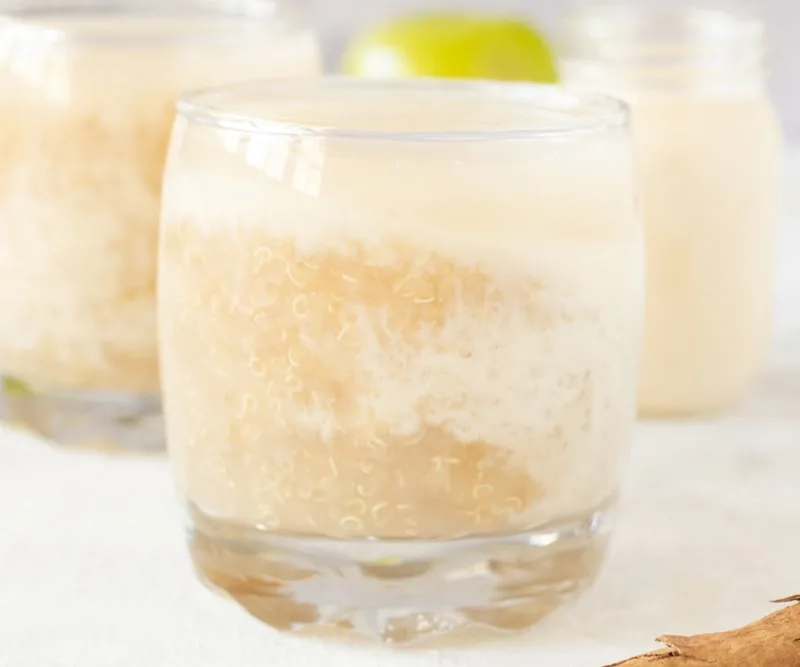 Bolivian apple quinoa drink with evaporated milk