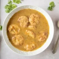 Bowl of Honduran Sopa de Capirotadas (Dumpling Soup) close up