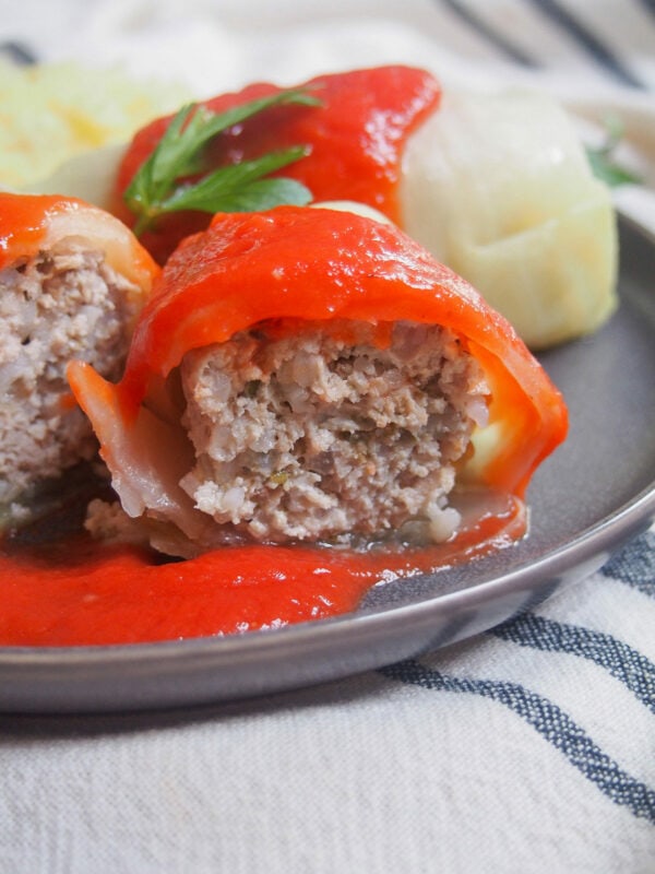 Golabki Polish cabbage rolls with pork and rice filling