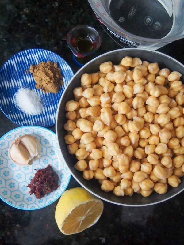 Ingredients for Lablabi - Tunisian garlic and lemon chickpea soup