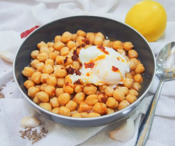 Lablabi - Tunisian chickpea soup topped with an egg