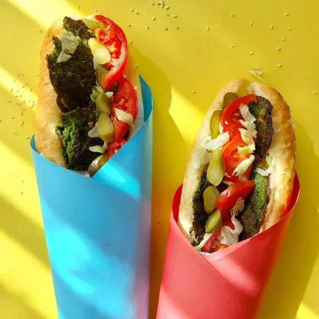 Kuku Sabzi - Iranian Herb Omelettes in a sandwich wrapped in paper 1