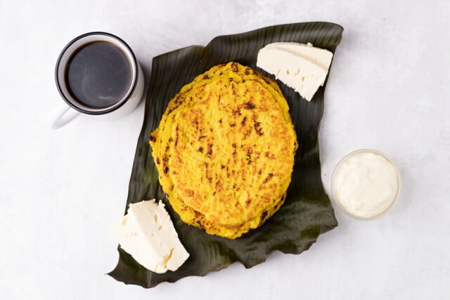 Guirilas - Nicaraguan fresh corn pancakes served with coffee and cheese
