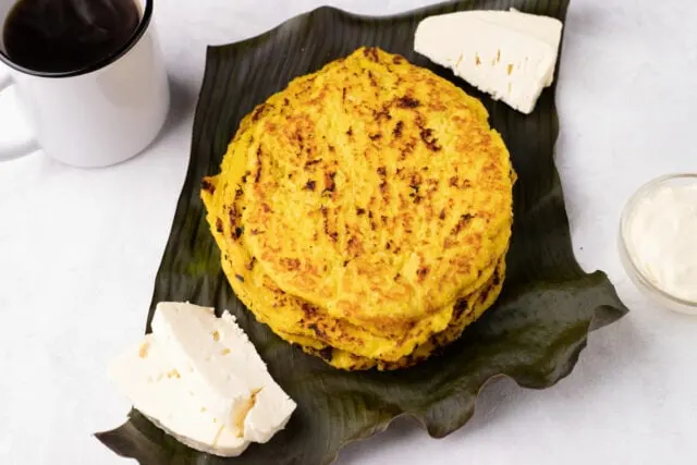 Nicaraguan guirilas - fresh corn pancakes served with sour cream