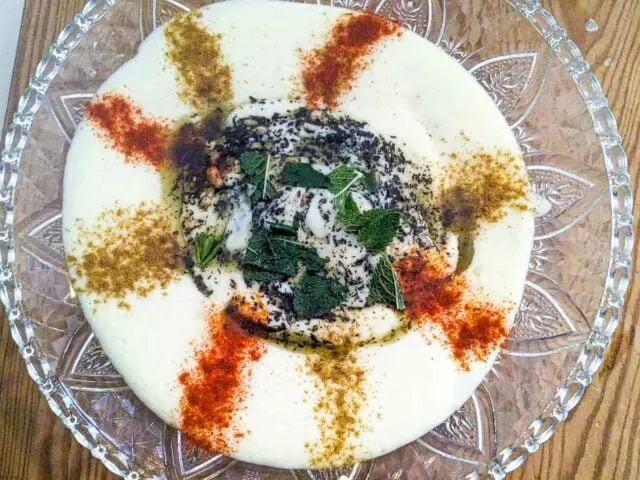 Alawi Msabbaha - garlic potato hummus with yogurt