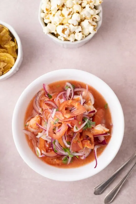 Ecuadorian cooked shrimp ceviche - shrimp soup