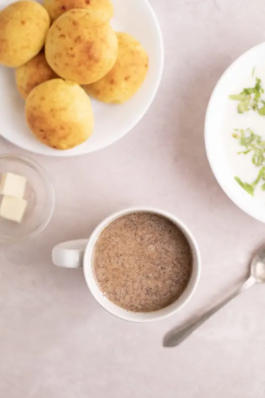 Chocolate santafereno - Colombian hot chocolate with cheese served for breakfast