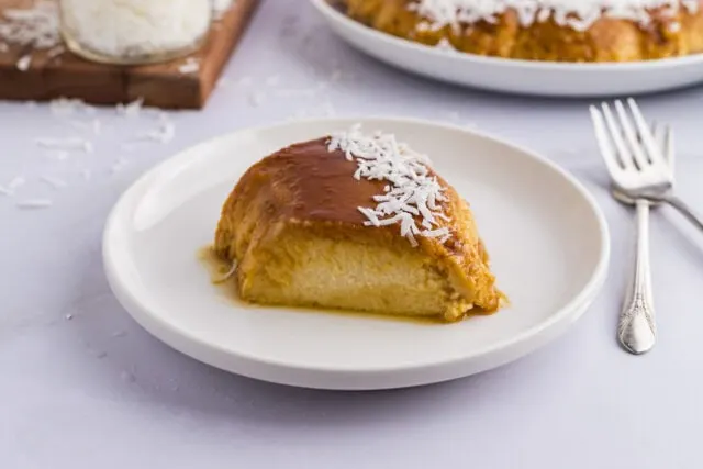 Flan - plated slice with coconut