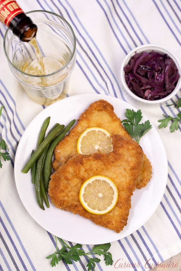 Pouring a beer to go with Schweineschnitzel (German Pork Schnitzel)