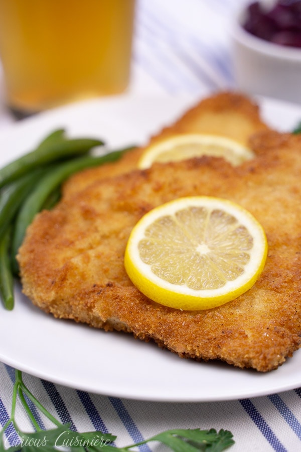 Schweineschnitzel (German Pork Schnitzel) close up